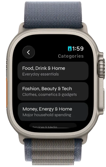 Browsing categories on Apple Watch